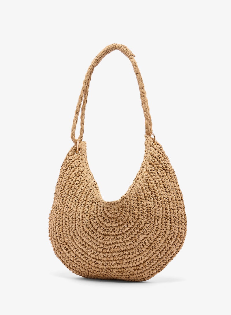 جلاموروس حقيبة شاطئ هلال كبيرة من الرافيا - Image 1